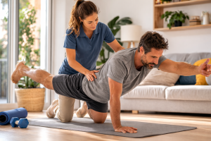 Ejercicios terapéuticos para dolor lumbar crónico a domicilio en Valencia