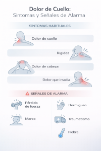 infografia sintomas dolor cervical y señales de alarma cuello
