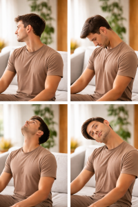 Rutina de ejercicios para dolor cervical en casa con movimientos de cuello paso a paso