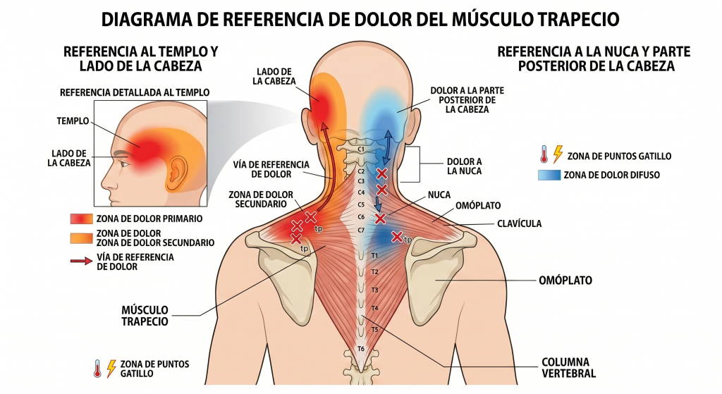 Músculos cervicales relacionados con puntos gatillo y cefalea tensional